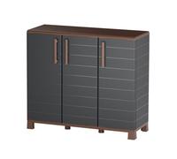 Armoire Basse de Rangement 3 portes 1 étagère 20kg max Intérieur Extérieur - Meuble de rangement Anthracite Art Plast
