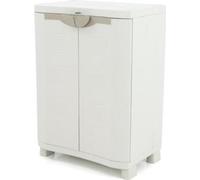 Armoire Basse de Rangement Résine Plastiken, 2 Portes, 2 Étagères, Beige, 70x45x100 cm, Charge Max 25 kg par Tablette
