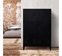 Armoire basse ESTER 2 portes métal noir design industriel