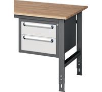 Armoire basse H395xL490xP600mm anthracite / clair 2 tiroirs. Coulisse simple