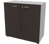 Armoire basse portes battantes Arold H.86 x L.86 cm - Ebène / Aluminium