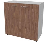 Armoire basse portes battantes Arold H.86 x L.86 cm - Noyer / Aluminium