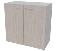 Armoire basse portes battantes Arold H.86 x L.86 cm - Orme gris / Aluminium