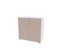 Armoire basse portes battantes Arold H.86 x L.86 cm - Orme gris / Blanc