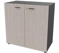 Armoire basse portes battantes Arold H.86 x L.86 cm - Orme gris / tissu Gris