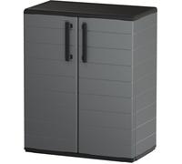 Meuble bas - 2 portes + 1 tablette en polypropylène - 68 x 37 x H 84 cm - Gris