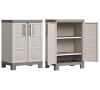 Armoire basse verrouillable en résine à 2 portes décorées pour extérieur jardin Excellence Keter