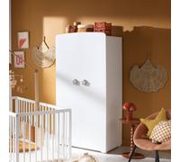 Baby Price Armoire enfant Basic 2 portes Boutons étoile gris 85x175x56 cm Fabriqué en France