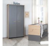 Armoire 2 Portes Battantes Anna Anthracite - Chêne Kent TU