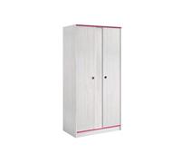 Armoire bébé 2 portes MISYLIA bois blanchi chants roses