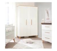 Armoire Bébé 2 Portes Roba - Leon - 1 Tringle Et 5 Étagères - Pieds En Bois Massif - Blanc - Chêne Othello Blanc