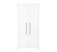 Armoire Bébé 2 Portes Roba - Lilo - Armoire De Rangement À 3 Compartiments Et Penderie - Blanc - Poignées En Bois Massif Blanc
