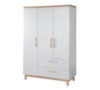 Armoire Bébé 3 Portes Et 2 Tiroirs À Fermeture Douce Caro Gris Clair / Chêne Doré TU
