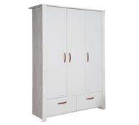 Armoire Bébé 3 Portes Mila - Roba - Gris Clair / Chêne Blanchi - Penderie, Tiroirs Et Étagères Gris