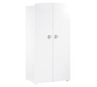 Armoire bébé Basic - Blanche - Boutons étoiles grises - 2 portes - Babyprice