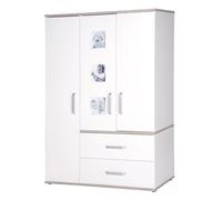Armoire Bébé Moritz 3 Portes Et 2 Tiroirs - 3 Cadres Photos Encastrés - Blanc / Aspect Bois - Roba Blanc