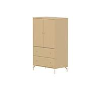 Armoire bébé SAGA 2 portes 2 tiroirs façades rainurées beige sable Oat pieds métalliques boutons Oat