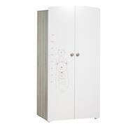 Baby Price Armoire enfant Teddy 2 portes Mélamine blanc 85x175x56 cm Fabriqué en France