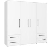 Forte Jupiter Armoire 200 210 à 3 Portes avec 2 tiroirs et étagères Blanc 206 x 59 x 200 cm