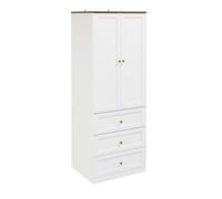 Armoire blanche à 2 portes - SoBuy - 3 tiroirs - Penderie - 70×55×187 cm - Capacité de charge 50 kg - Finition mélaminée