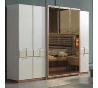 Armoire blanche Designer Armoire en bois Chambre à coucher Armoire en verre