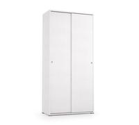 Kiamami Valentina - Armoire Blanche Multi-usages à Double Porte coulissante avec 4 étagères réglables