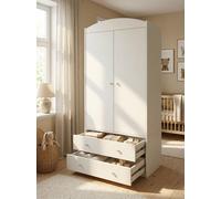 Armoire blanche pour enfants – Armoire à 2 portes pour chambre d'enfant et chambre de bébé, avec 2 grands tiroirs, une tringle à vêtements et des étagères, 88 x 187 x 54 cm