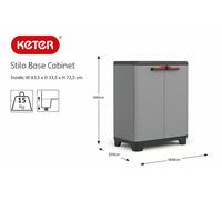 Kis armoire basse de jardin en résine gris avec tablette terrasse 9723