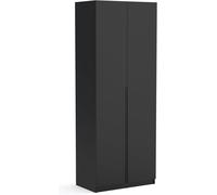 - Armoire Bristol, noire, 90 cm de largeur, 2 portes, meuble polyvalent avec étagères et/ou penderie, meuble de rangement, poignées en métal noir de style moderne