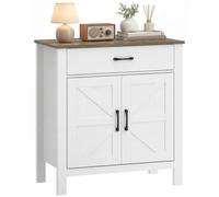 Armoire buffet - Armoire de cuisine de style rustique - Portes coulissantes - Étagère réglable - Panneau de particules et MDF - Blanc