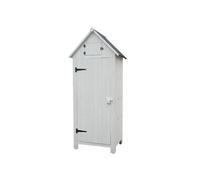 Armoire/Cabine De Jardin En Bois Lasuré Blanc Avec 3 Rangements Blanc