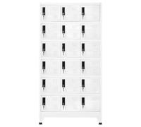 Armoire Casier Acier Blanc 90 x 40 x 180 cm avec Portes Verrouillables | Structure en acier lavable, portes sécurisées à ventilation, étiquettes de tri, usage école et bureau, design sobre