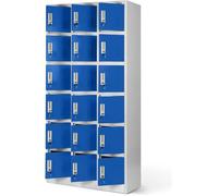 Jan Nowak Casier vestiaire 3B6A Armoire Metallique 18 Compartiments revêtement en Poudre 185 cm x 90 cm x 40 cm (Gris/Bleu)