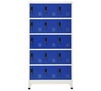 Armoire Casiers Acier Bleu Gris 90x40x180 cm Verrouillable | Acier durable, portes verrouillables, bouches d'aération, porte-étiquettes, rangement sécurisé, écoles, bureaux, vestiaires