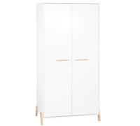 Baby Price - Armoire enfant Joy - 2 portes, sur pieds bois naturel - Blanc - 85x175x56 cm