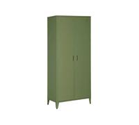 Armoire chambre dressing industriel métal kaki 2 portes. 4 étagères. 1 penderie