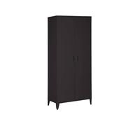 Armoire chambre dressing industriel métal noir 2 portes. 4 étagères. 1 penderie