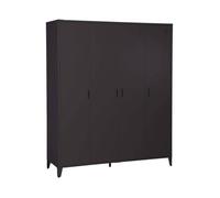 Armoire chambre dressing industriel métal noir 4 portes. 10 étagères. 1 penderie