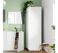 Armoire chambre et salon moderne polyvalente blanc brillant 2 portes 6 étagères