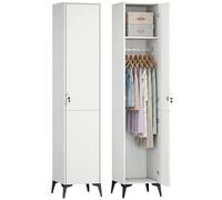 Armoire chambre - HOMCOM - porte, tringle et étagères de rangement - panneau de particules - 36 x 40 x 180 cm - blanc