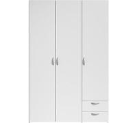 Armoire Chambre VARIA, 3 Portes 2 Tiroirs,Reproduction Blanc, 120 x 185 x 51 cm