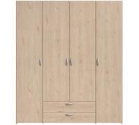 Armoire chambre VARIA - Panneaux de particules - Décor chene et blanc - 4 portes + 2 tiroirs - L 159,9 cm x P 51,3 cm x H 185 c