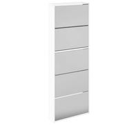 vidaXL Armoire à chaussures miroir 5 niveaux 63x17x169,5 cm blanc brillant