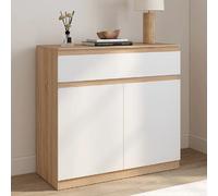 IDMARKET Armoire à chaussures 12 paires TOMI 2 portes et 1 tiroir façon hêtre et blanc