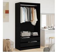Armoire - Chêne noir - 100x50x200 cm - 2 tiroirs - Montage facile