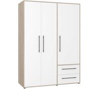 Forte Jupiter Armoire 140 150 à 3 Portes avec 2 tiroirs et étagères, décor Bois : chêne Sonoma, 145 cm de Large x 59 cm de Profondeur x 200 cm de Haut