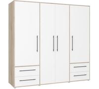 Armoire - Chêne Sonoma / Blanc mat - 4 portes battantes - L205,9 x P58,8 x H200 - MOKKARIS