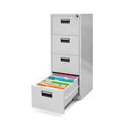 Armoire Classeur pour Dossier avec 4 Tiroirs Armoire de Bureau Metallique 132 cm x 46 cm x 62 cm (Gris)