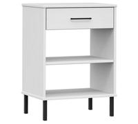 Armoire console en bois de pin - vidaxl - 50x35x70 cm - Blanc - Pieds en métal - Tiroir et 2 compartiments - Robuste