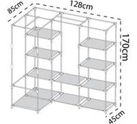 Armoire d’angle avec housse, organisateur de rangement pour vêtements en tissu coloris noir - Longueur 85-128 x Profondeur 45 x Hauteur 170 cm- JUANIO - Noir G